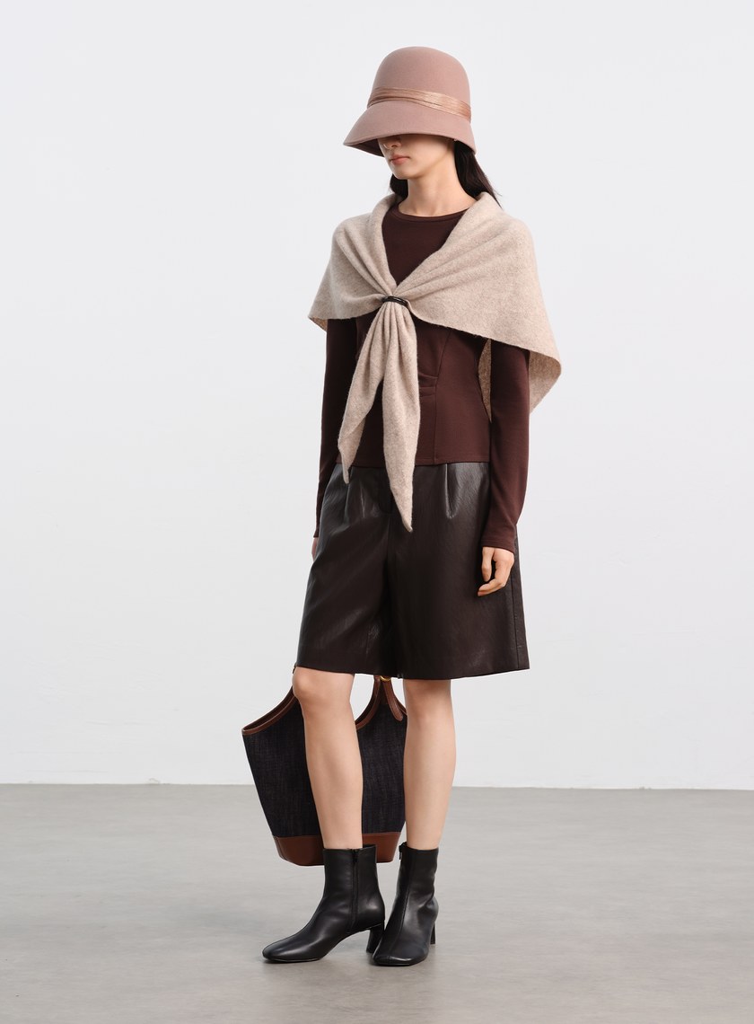 100%純羊毛三角披巾