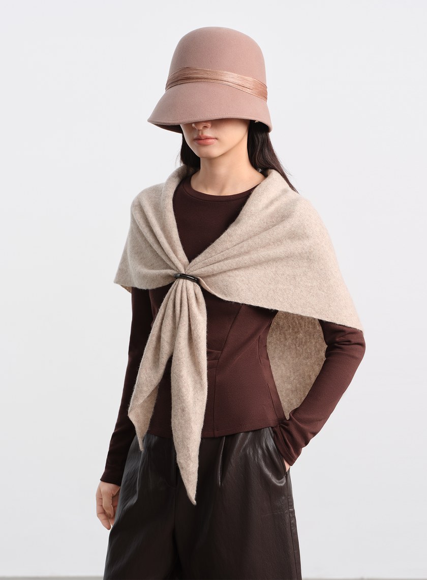 100%純羊毛三角披巾