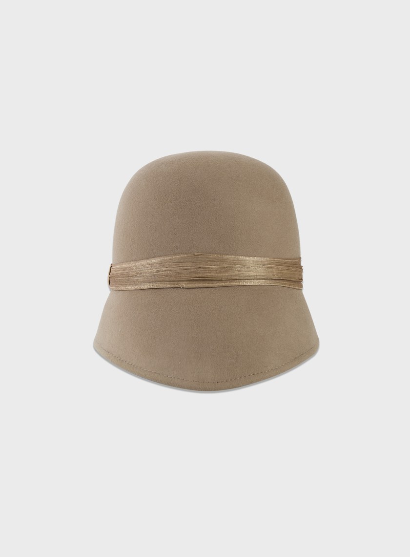 復古輪廓羊毛緞帶寬帽