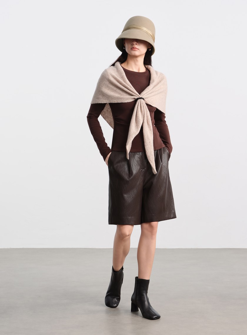 復古輪廓羊毛緞帶寬帽