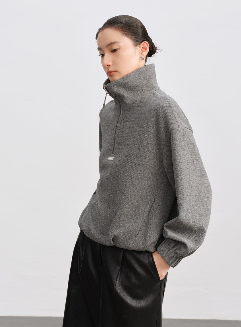 特殊紋理半拉鍊休閒衛衣