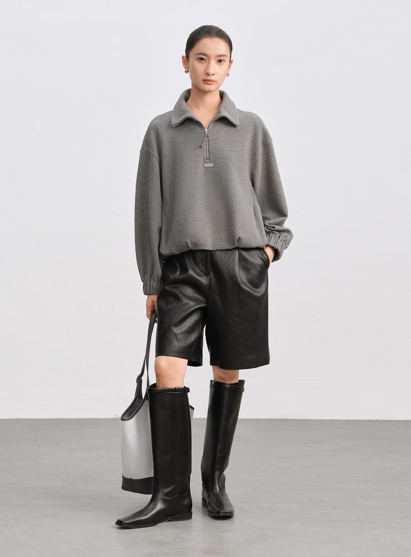 特殊紋理半拉鍊休閒衛衣