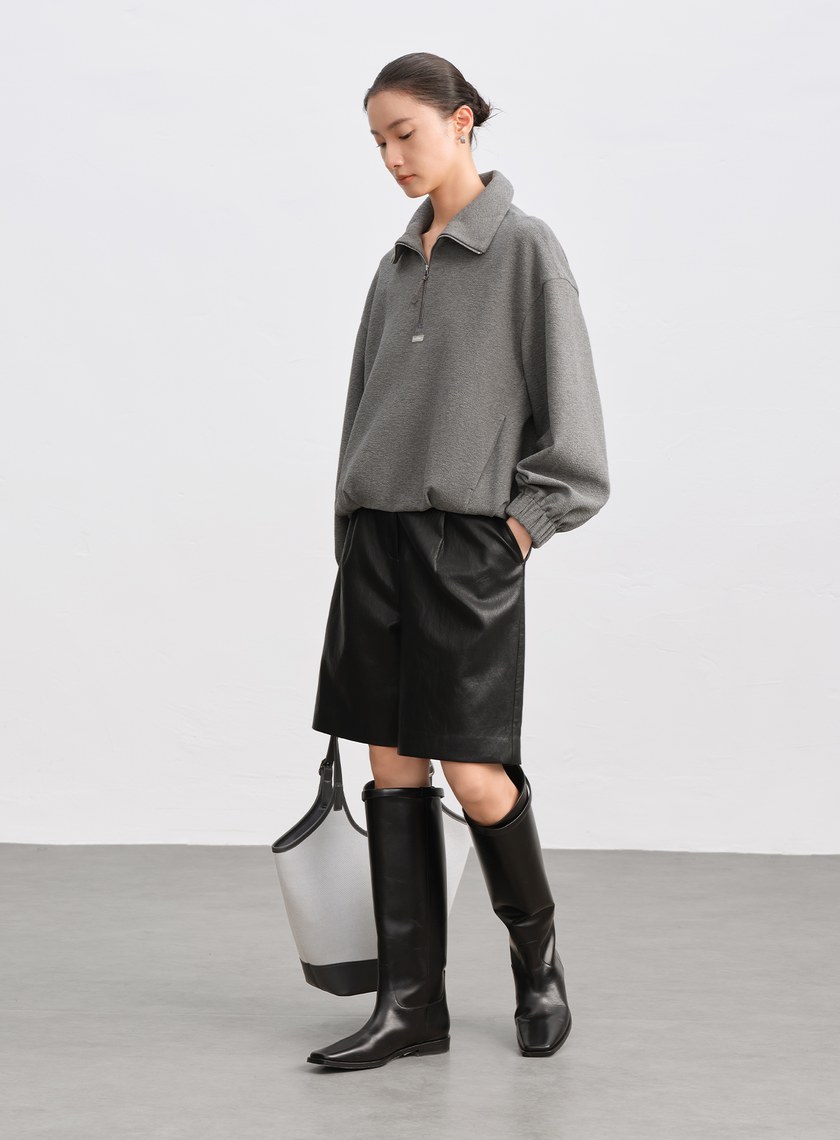 特殊紋理半拉鍊休閒衛衣