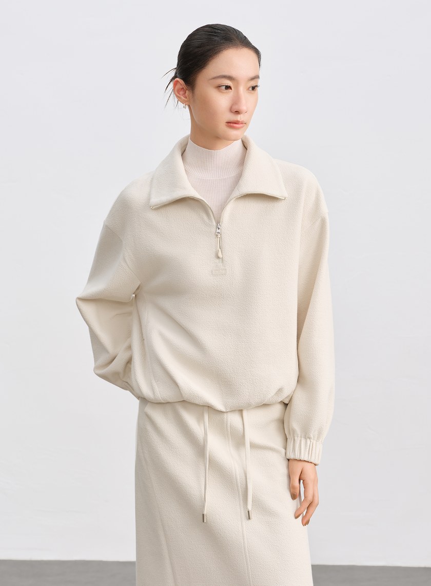 特殊紋理半拉鍊休閒衛衣