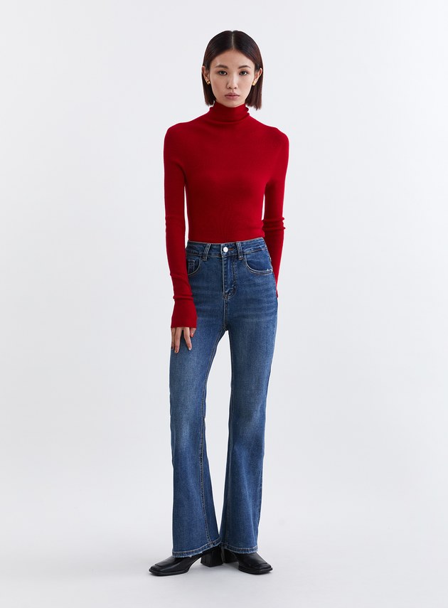 高質感親膚無縫高領針織上衣