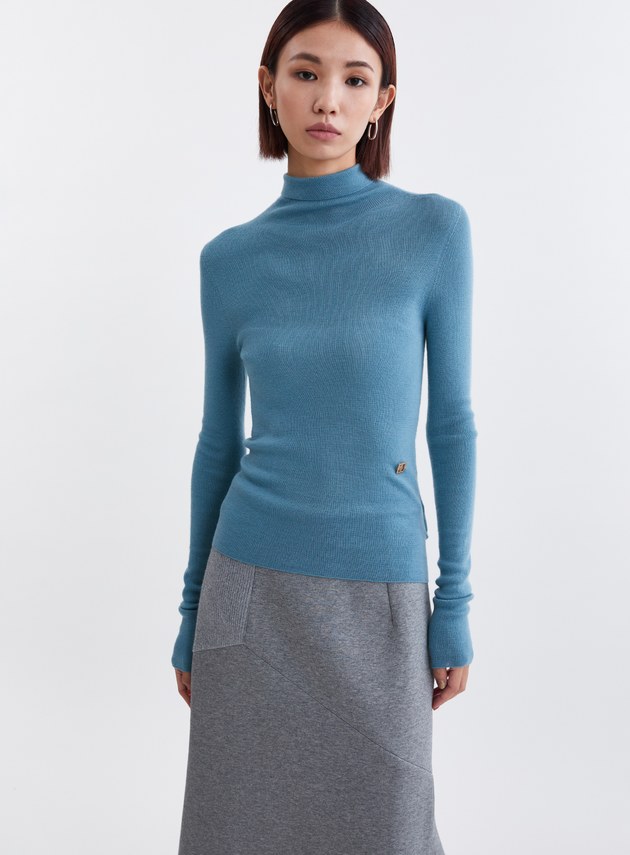 高質感親膚無縫高領針織上衣