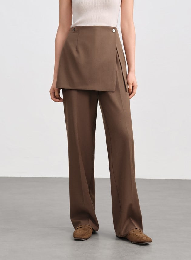 時髦兩件式片裙西裝長褲