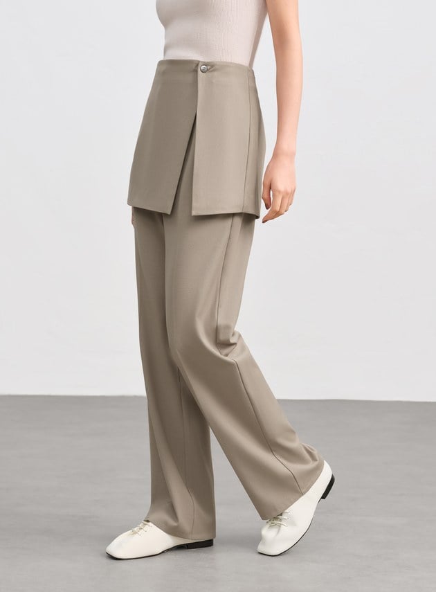 時髦兩件式片裙西裝長褲