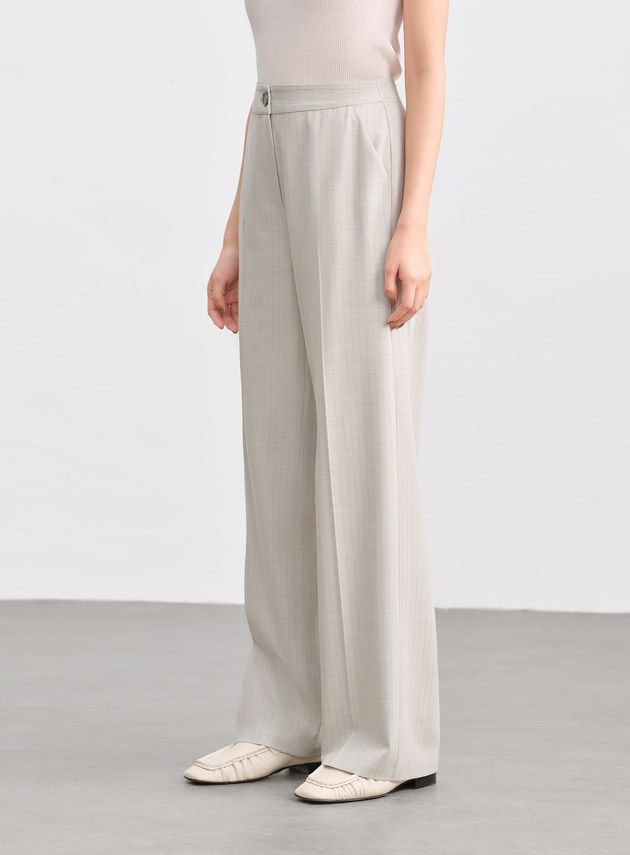 都會條紋直筒西裝褲