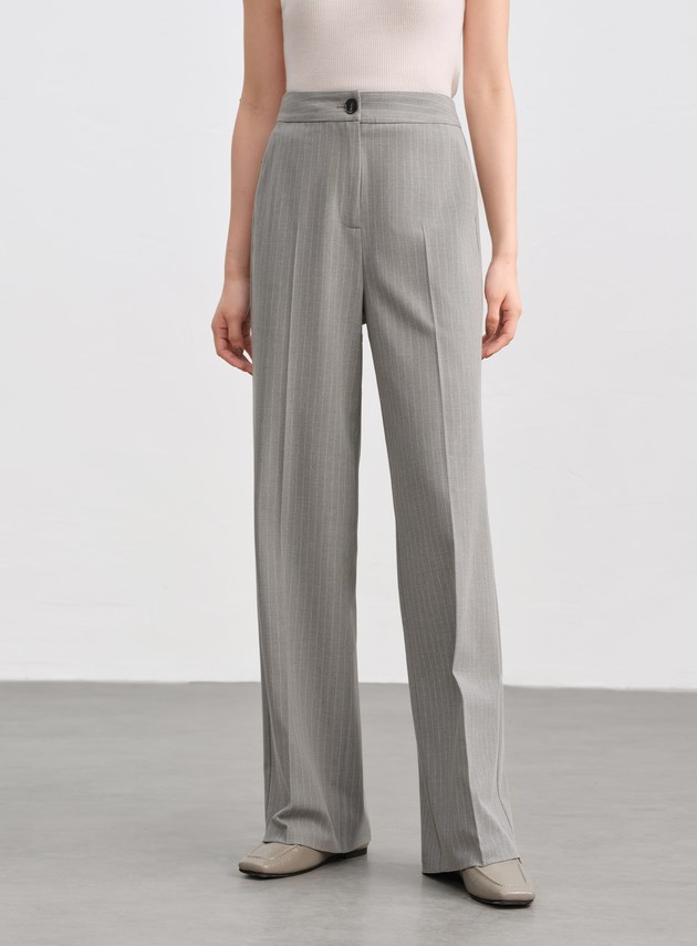 都會條紋直筒西裝褲