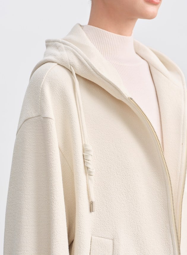 特殊紋理短版連帽開襟外套