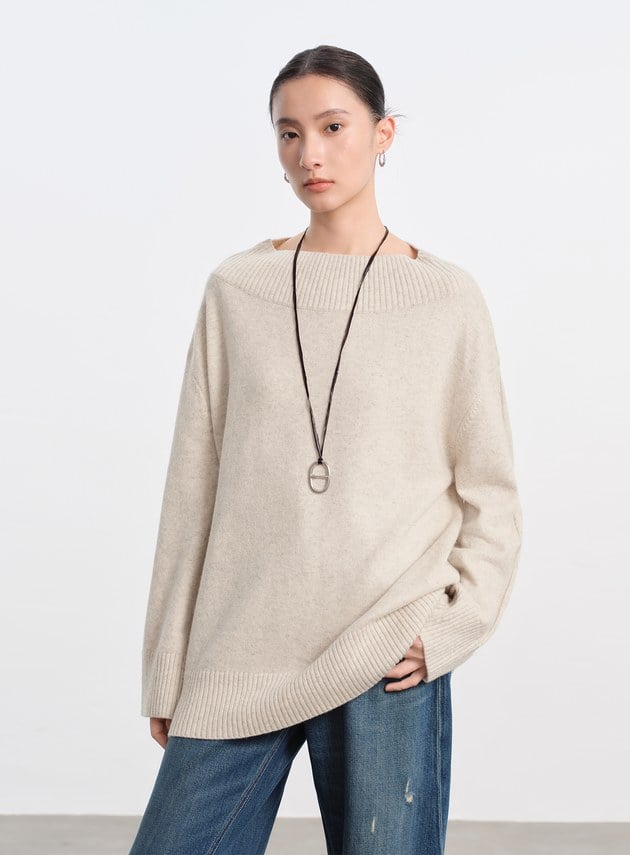 優雅寬領羊毛衫