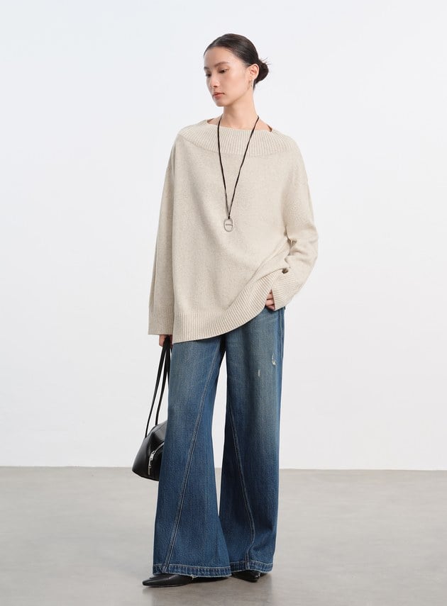 優雅寬領羊毛衫
