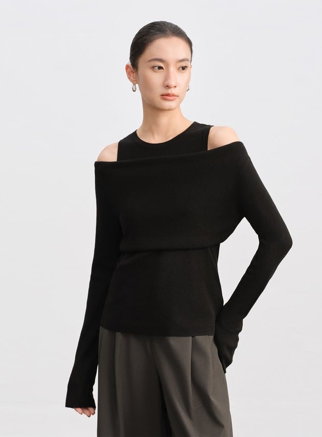 假兩件式造型針織上衣