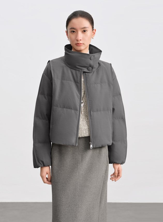 斜紋肌理立領防風夾克