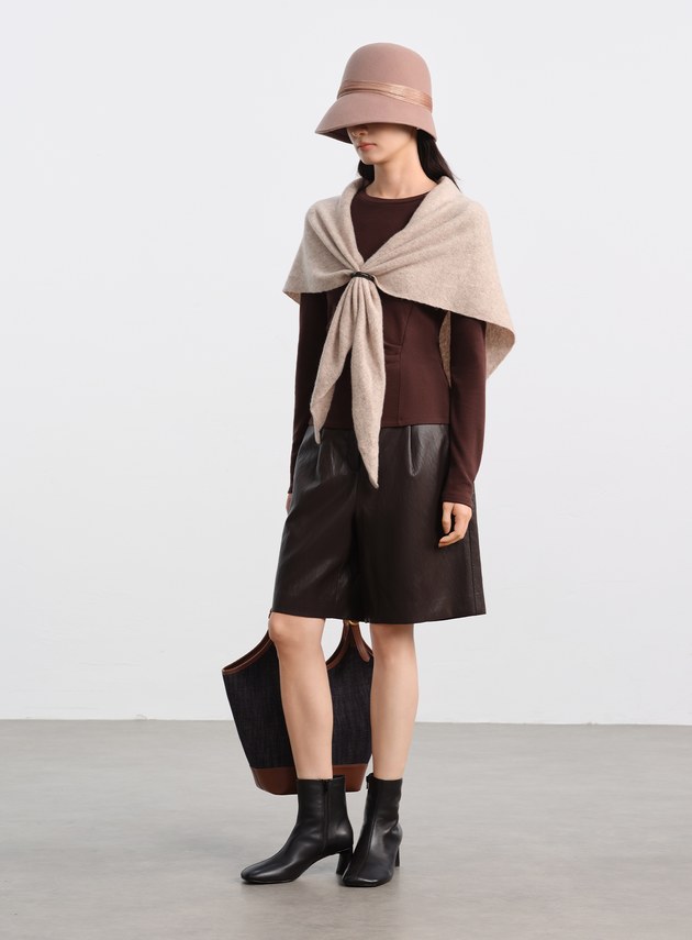 100%純羊毛三角披巾