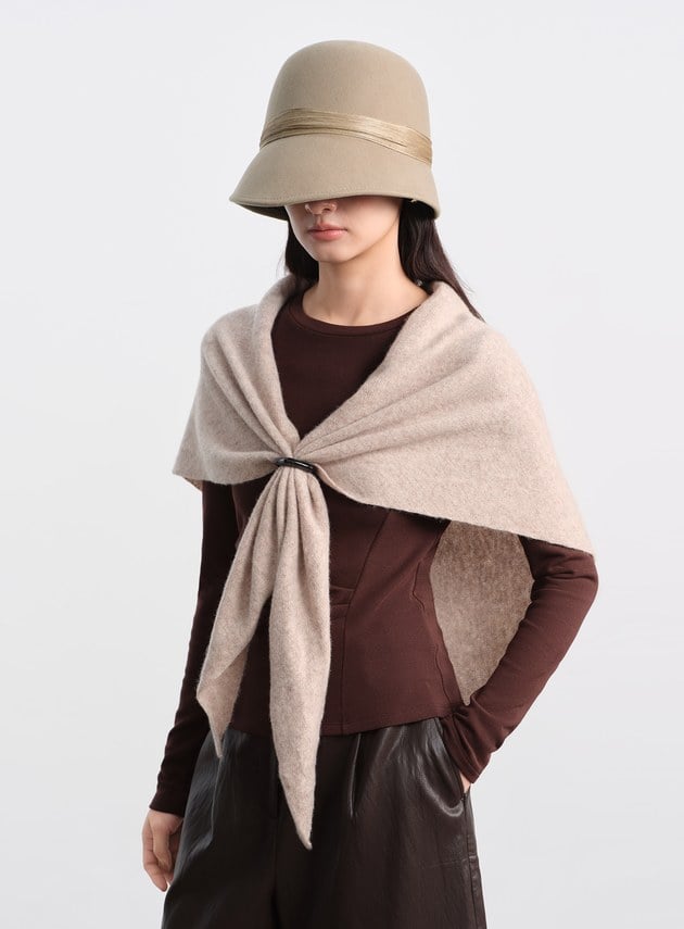 復古輪廓羊毛緞帶寬帽