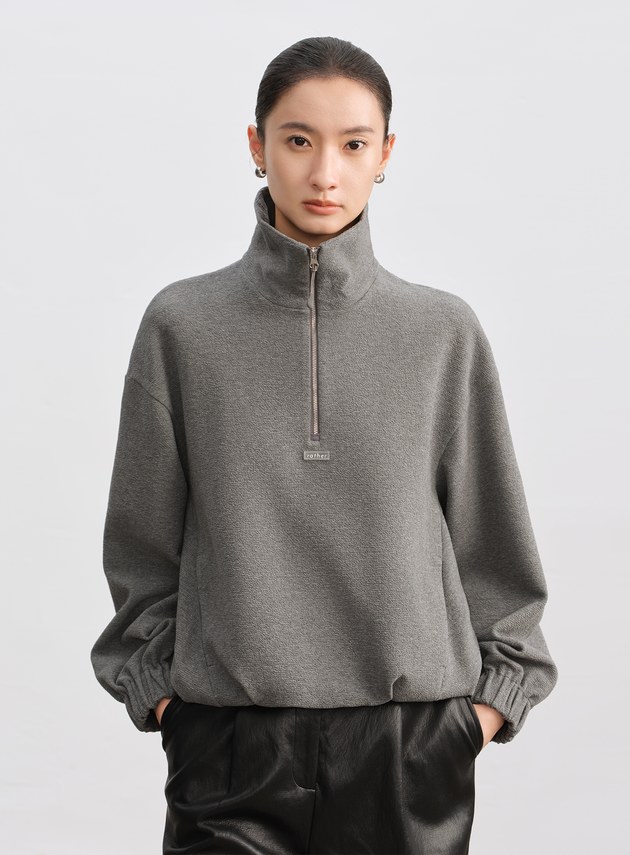 特殊紋理半拉鍊休閒衛衣