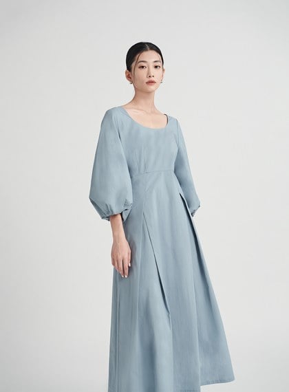 氣質方領澎袖造型洋裝