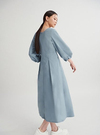 氣質方領澎袖造型洋裝