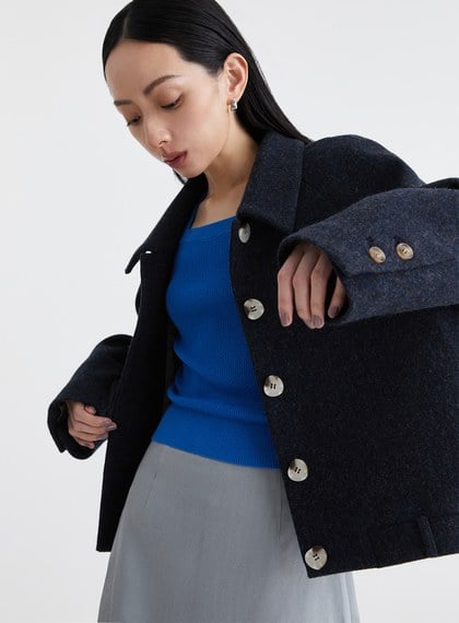 高級感純羊毛短版外套