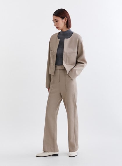 空氣棉圓領貼袋短版外套