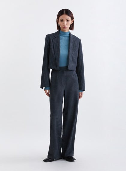 經典條紋短版西裝外套