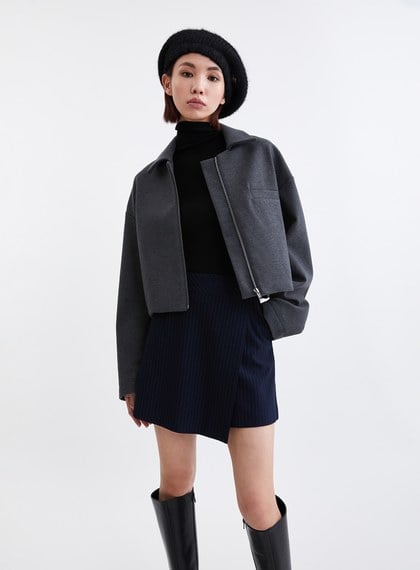 時髦斜紋毛絨飛行員夾克