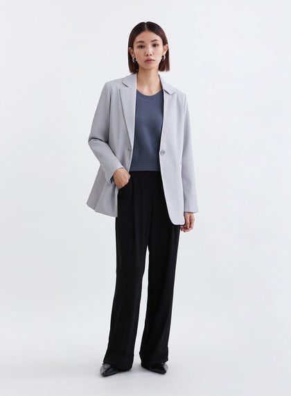 鋪棉立體坑條不對稱領型西裝外套