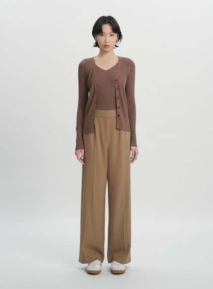 清涼羅紋 V 領開襟針織罩衫