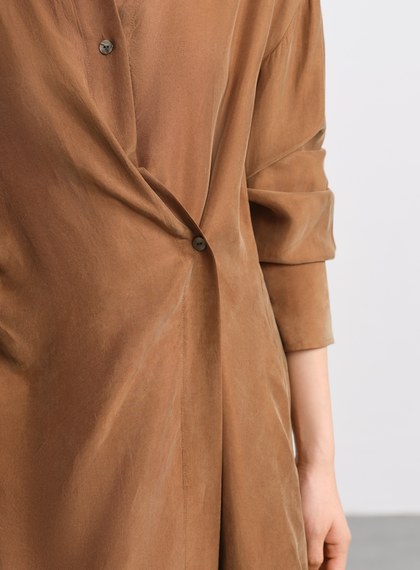 不對稱斜釦襯衫洋裝