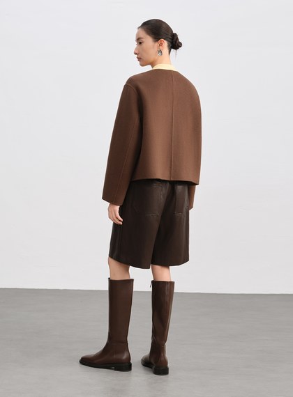 雙面毛呢無領短版外套